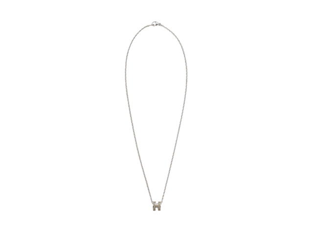Hermes Hermes Mini Pop H Pendant In Lacquered Metal With Palladium-Plated Hardware Marron Glacé - view 2