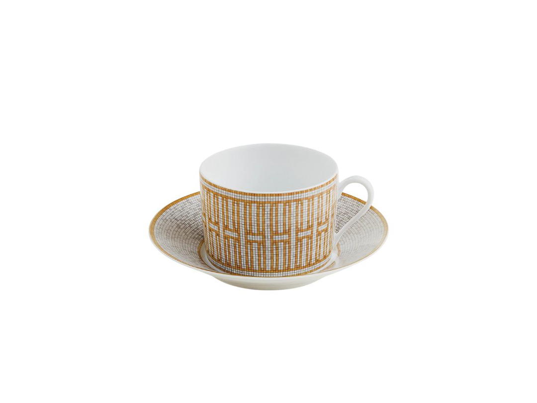 Hermes Hermes Mosaique Au 24 Gold Breakfast Cup And Saucer In Porcelain (Sets Of Two)