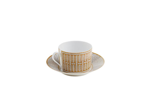 Hermes Hermes Mosaique Au 24 Gold Breakfast Cup And Saucer In Porcelain (Sets Of Two) - view 2