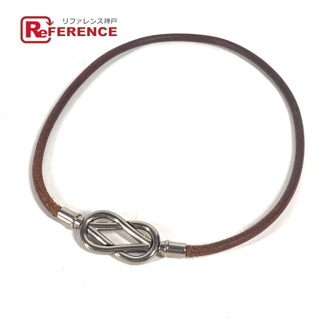 Hermes HERMES Necklace Head Double Bracelet Accessories Choker Leather Brown - view 1