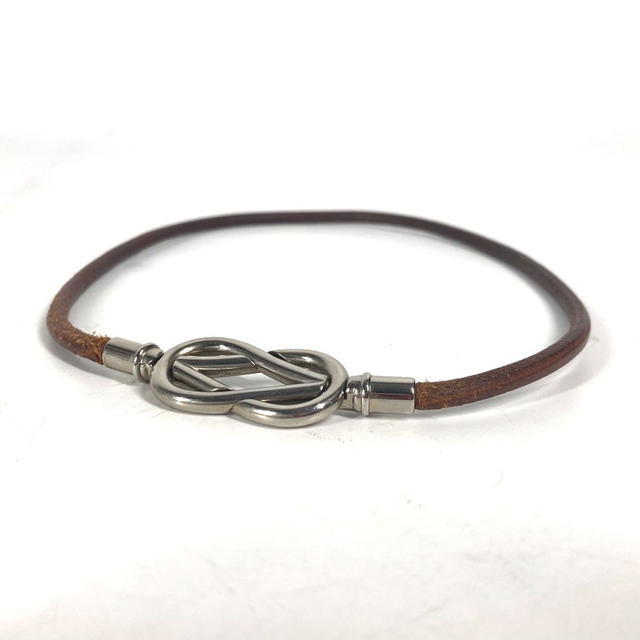 Hermes HERMES Necklace Head Double Bracelet Accessories Choker Leather Brown - view 4