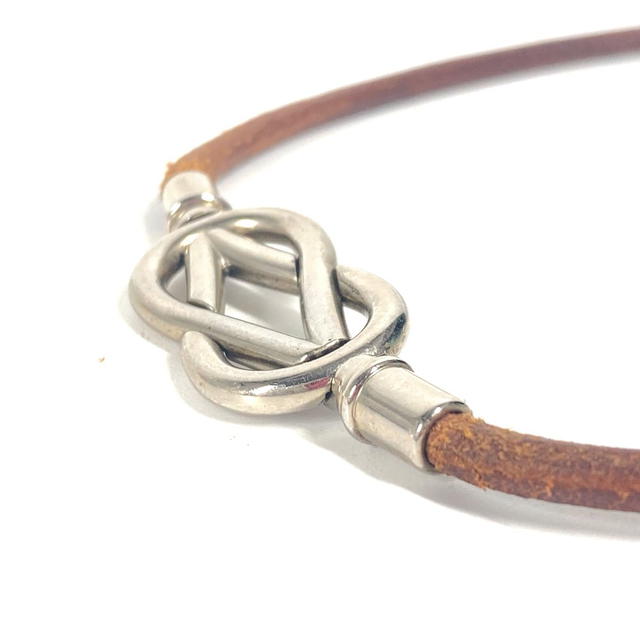 Hermes HERMES Necklace Head Double Bracelet Accessories Choker Leather Brown - view 5