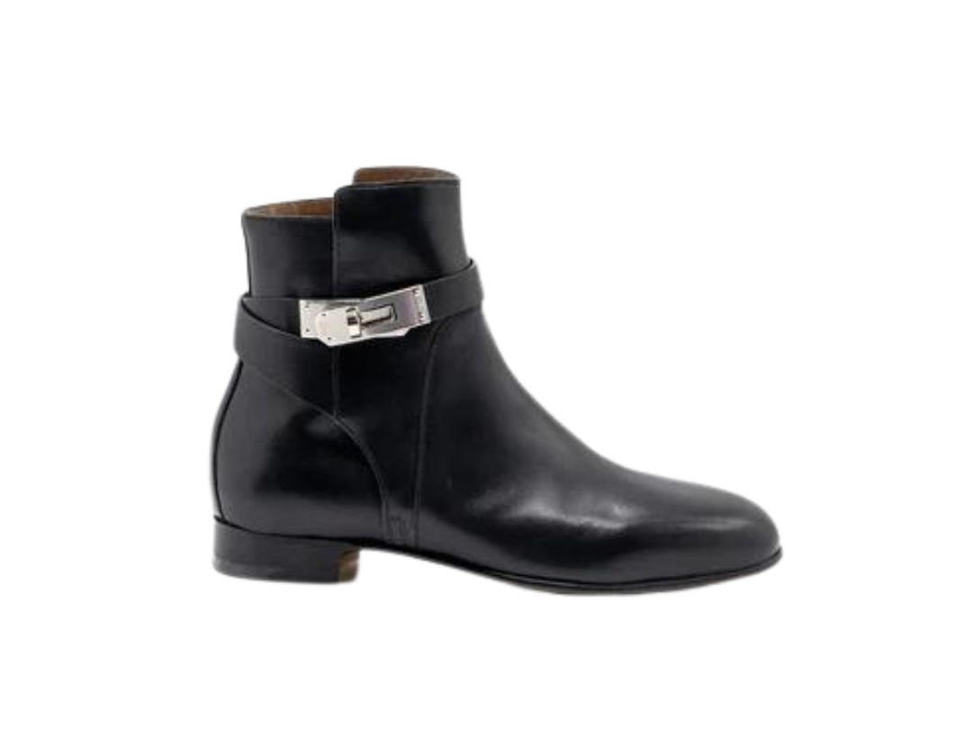 Hermes Hermes Neo Ankle Boot In Calfskin With Iconic Buckle And Wrap-Around Ankle Strap Noir (W)
