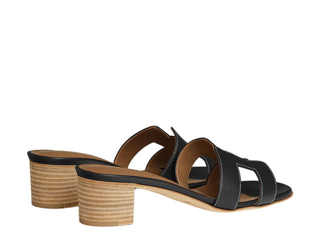 Hermes Hermes Oasis Sandal In Calfskin With Iconic H Cut-Out Noir - view 3
