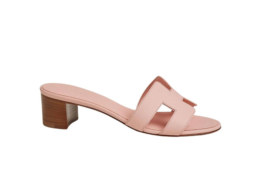 Hermes Hermes Oasis Sandal In Epsom Calfskin With Iconic H Cut-Out Rose Pâle