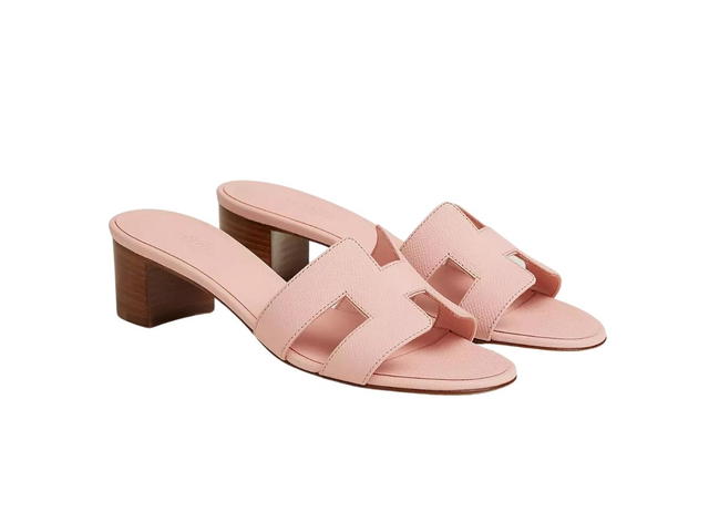 Hermes Hermes Oasis Sandal In Epsom Calfskin With Iconic H Cut-Out Rose Pâle - view 2