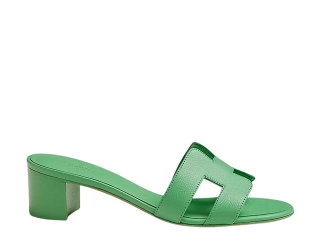 Hermes Hermes Oasis Sandal In Epsom Calfskin With Iconic H Cut-Out Vert Pomme - view 1