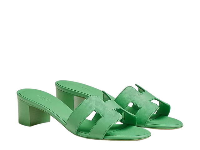 Hermes Hermes Oasis Sandal In Epsom Calfskin With Iconic H Cut-Out Vert Pomme - view 2