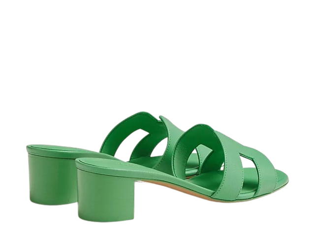 Hermes Hermes Oasis Sandal In Epsom Calfskin With Iconic H Cut-Out Vert Pomme - view 3