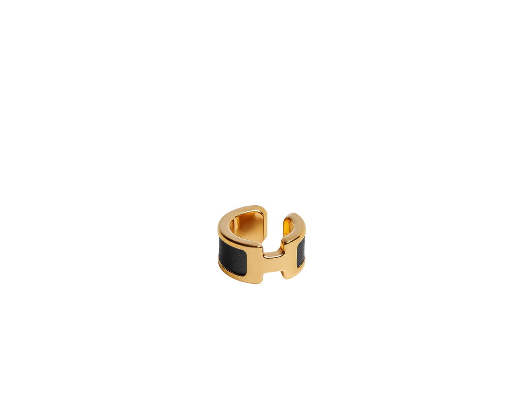Hermes Hermes Olympe Ear Cuff Small Model In Box Calfskin With Gold-Plated Hardware Noir
