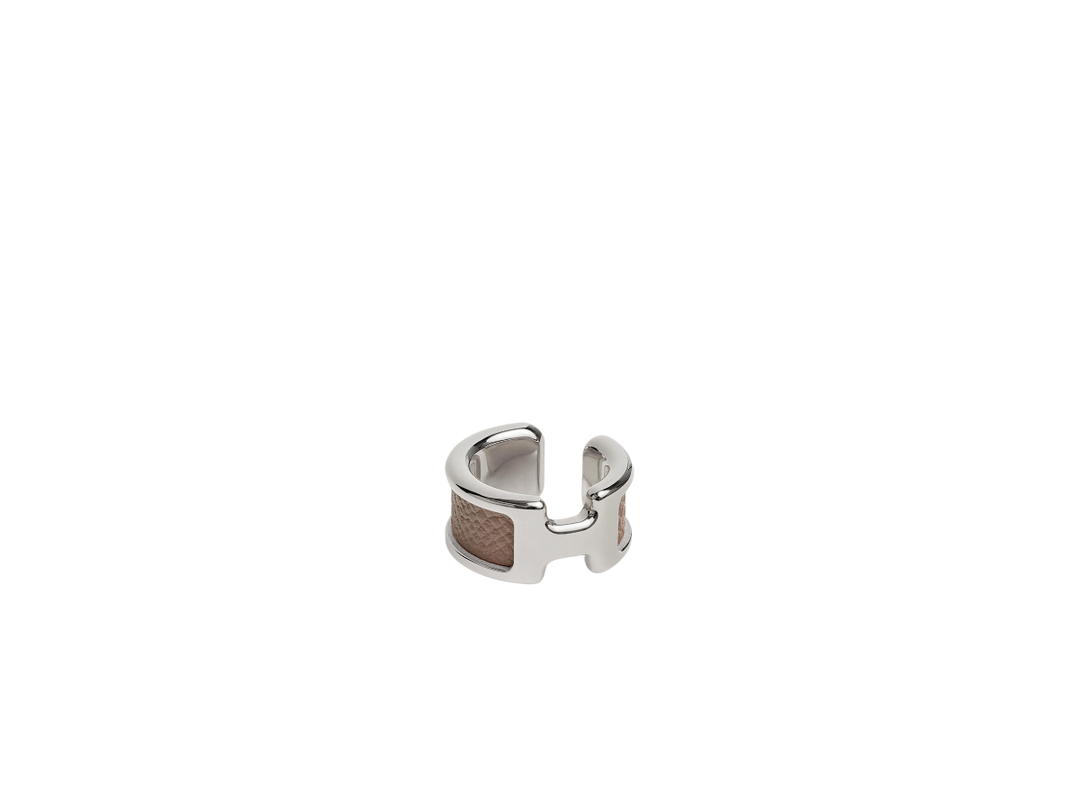 Hermes Hermes Olympe Ear Cuff Small Model In Madame Calfskin With Palladium-Plated Hardware Étoupe