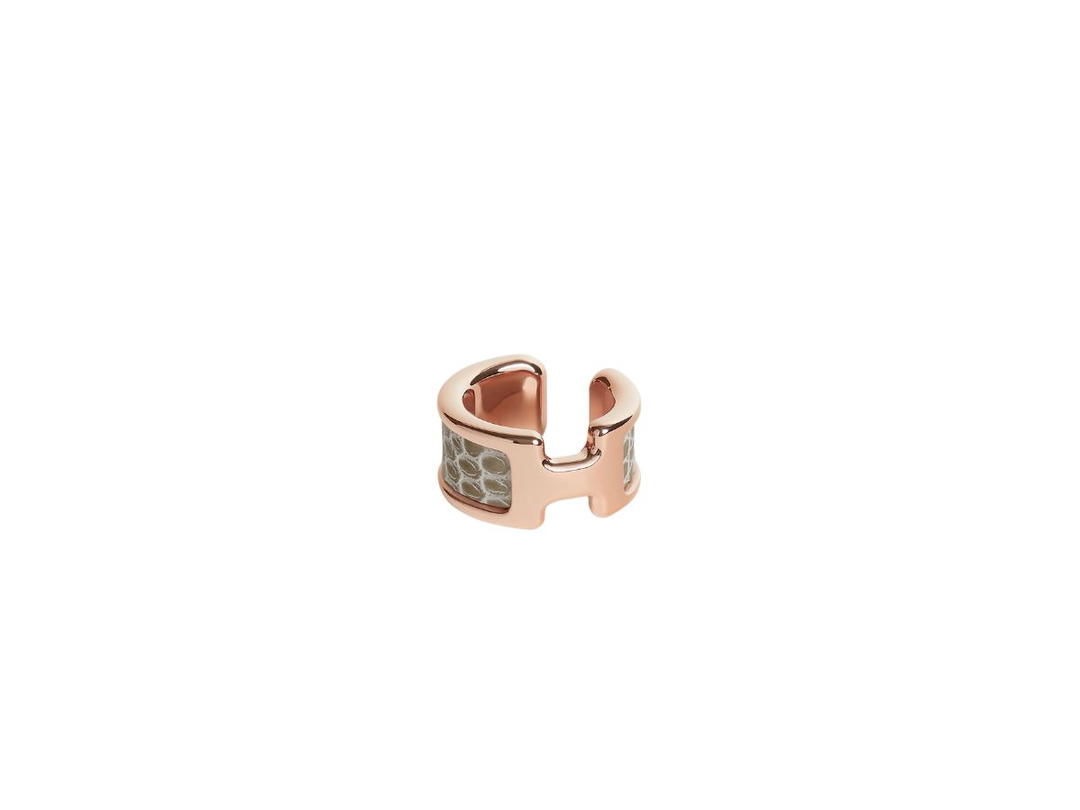 Hermes Hermes Olympe Ear Cuff Small Model In Smooth Niloticus Lizard With Rose Gold-Plated Hardware Ficelle