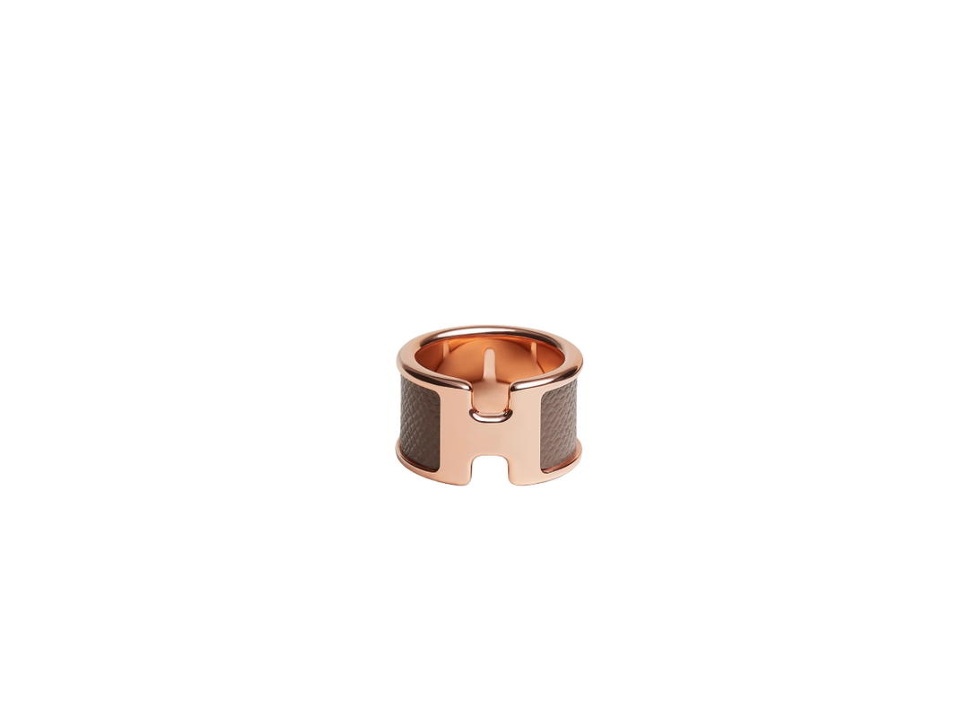 Hermes Hermes Olympe Ring Large Model In Madame Calfskin And Metal With Rose Gold-Plated Hardware Étoupe