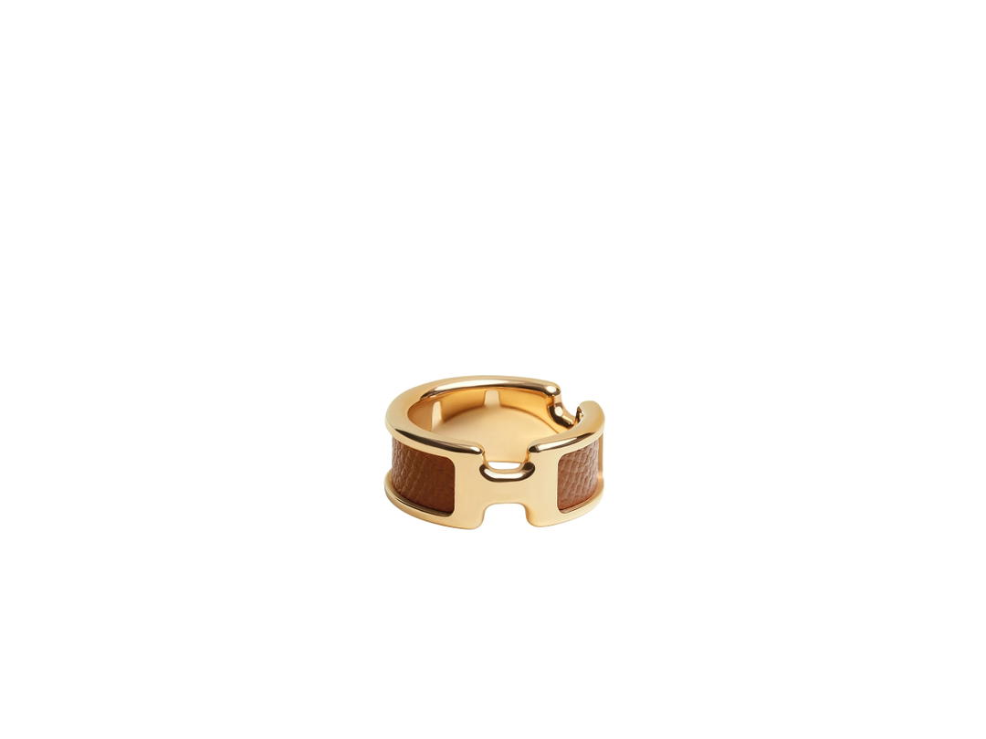 Hermes Hermes Olympe Ring Small Model In Madame Calfskin And Metal With Gold-Plated Hardware Gold