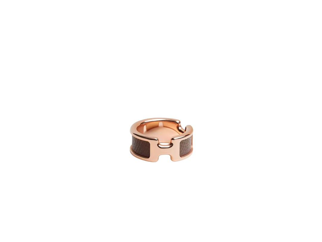 Hermes Hermes Olympe Ring Small Model In Madame Calfskin And Metal With Rose Gold-Plated Hardware Étoupe