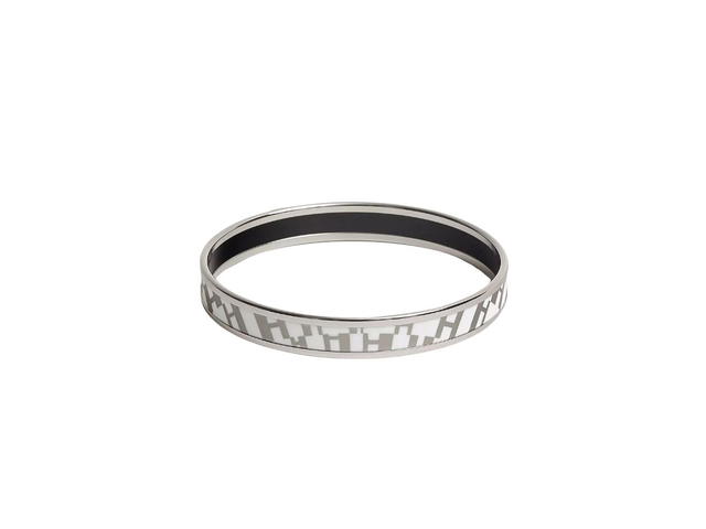 Hermes Hermès OP'H Bangle In Enamel With Palladium Plated Hardware Blanc Platine-Blanc - view 1