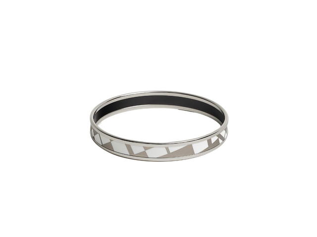 Hermes Hermès OP'H Bangle In Enamel With Palladium Plated Hardware Blanc Platine-Blanc - view 2