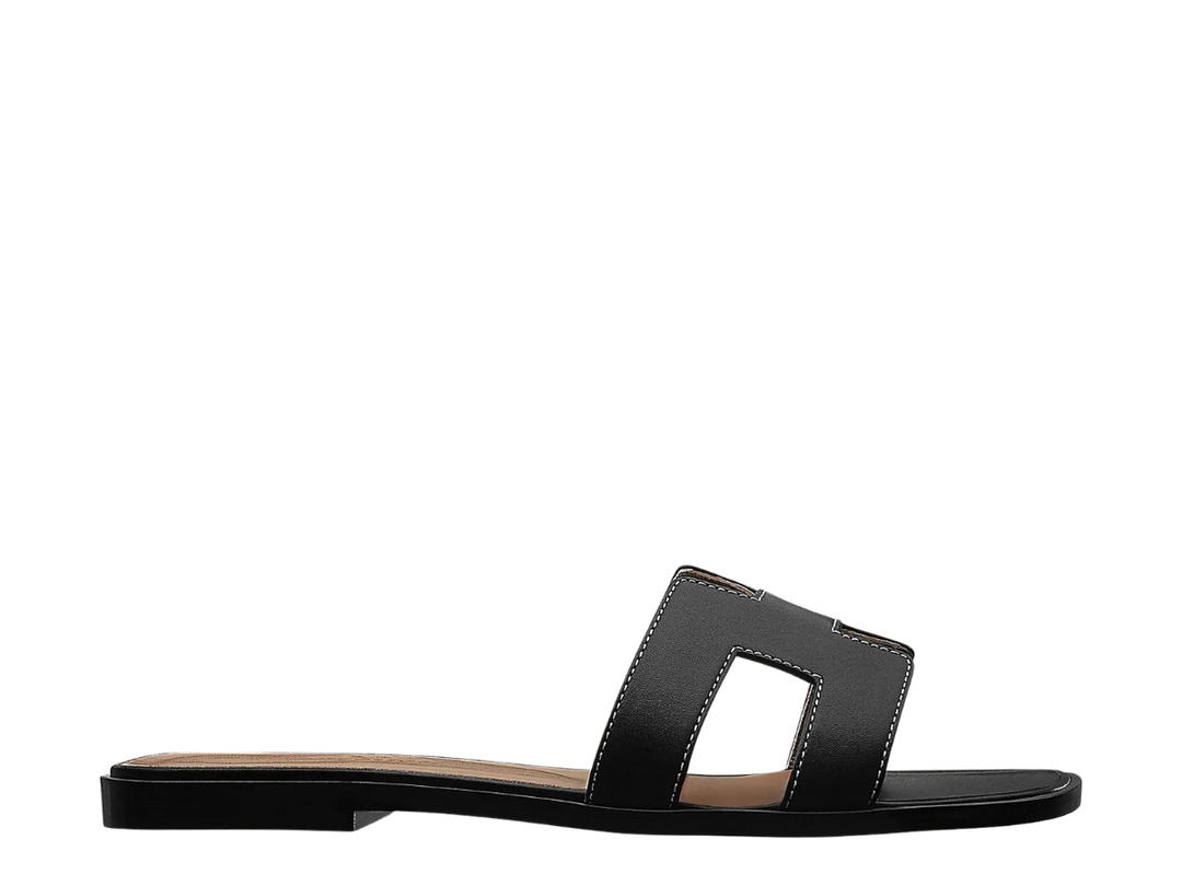 Hermes Hermes Oran Sandal In Box Calfskin With Iconic H Cut-Out Noir