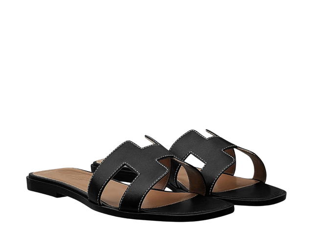 Hermes Hermes Oran Sandal In Box Calfskin With Iconic H Cut-Out Noir - view 2