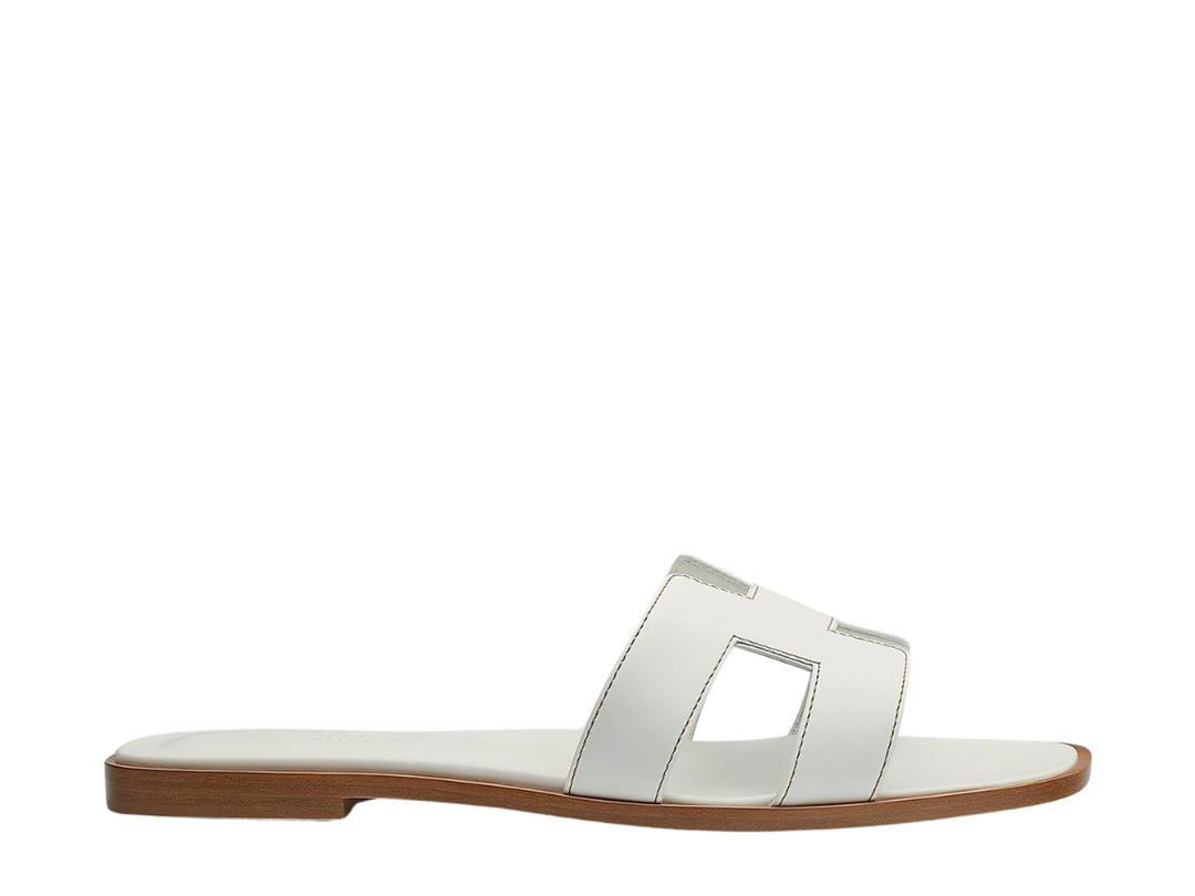 Hermes Hermes Oran Sandal In Box Calfskin With Iconic H Cut-Out Blanc
