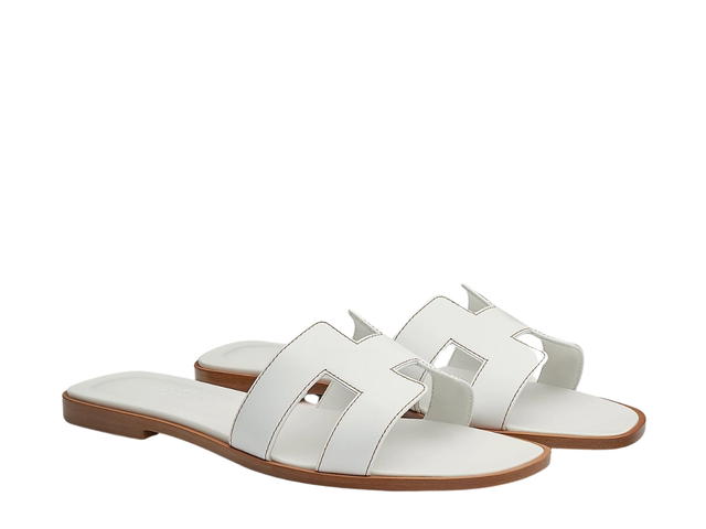 Hermes Hermes Oran Sandal In Box Calfskin With Iconic H Cut-Out Blanc - view 2