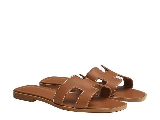 Hermes Hermes Oran Sandal In Box Calfskin With Iconic H Cut-Out Gold - view 2