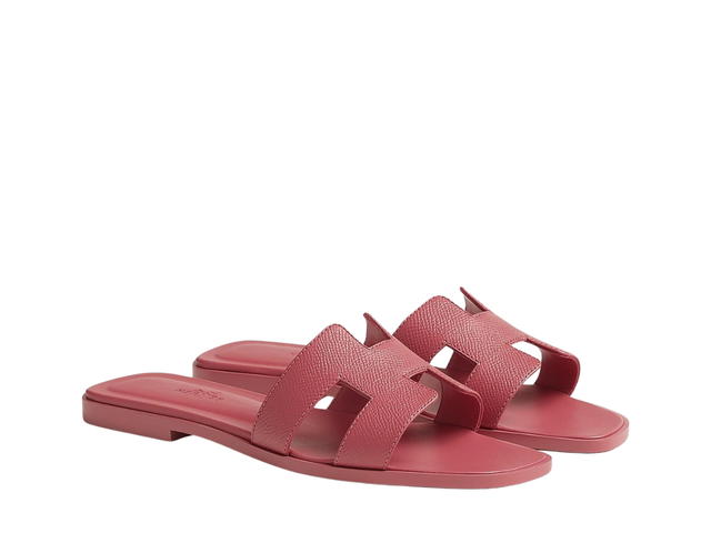 Hermes Hermes Oran Sandal In Box Calfskin With Iconic H Cut-Out Rose De Venise - view 2
