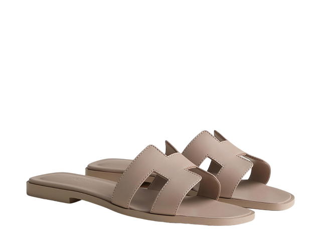Hermes Hermes Oran Sandal In Calfskin With Iconic H Cut-Out Beige Mastic - view 2