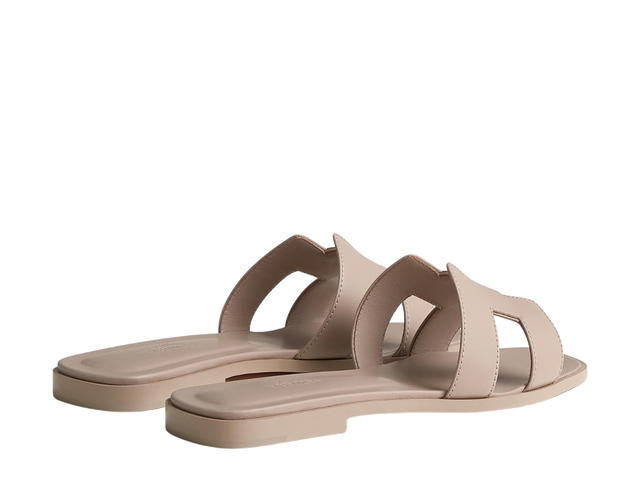 Hermes Hermes Oran Sandal In Calfskin With Iconic H Cut-Out Beige Mastic - view 3