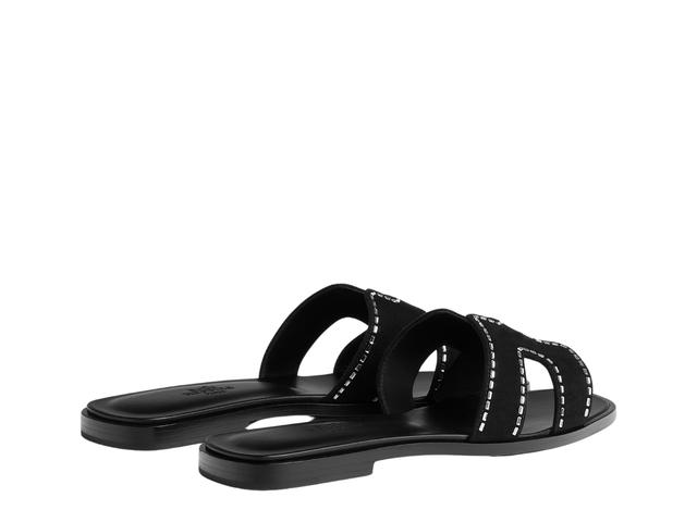 Hermes Hermes Oran Sandal In Calfskin With Iconic H Cut-Out-Rhinestone Details Noir - view 3