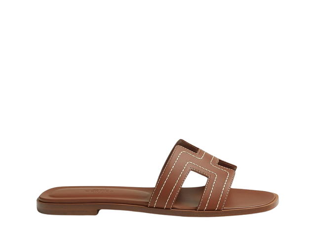Hermes Hermes Oran Sandal In Embroidered Calfskin With Iconic H Cut-Out Gold - view 1