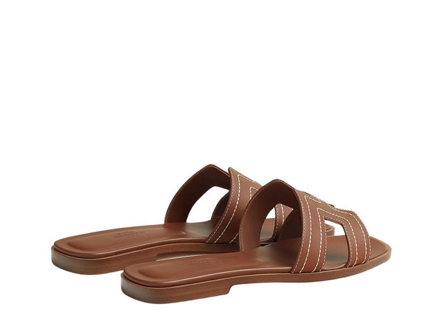 Hermes Hermes Oran Sandal In Embroidered Calfskin With Iconic H Cut-Out Gold - view 2
