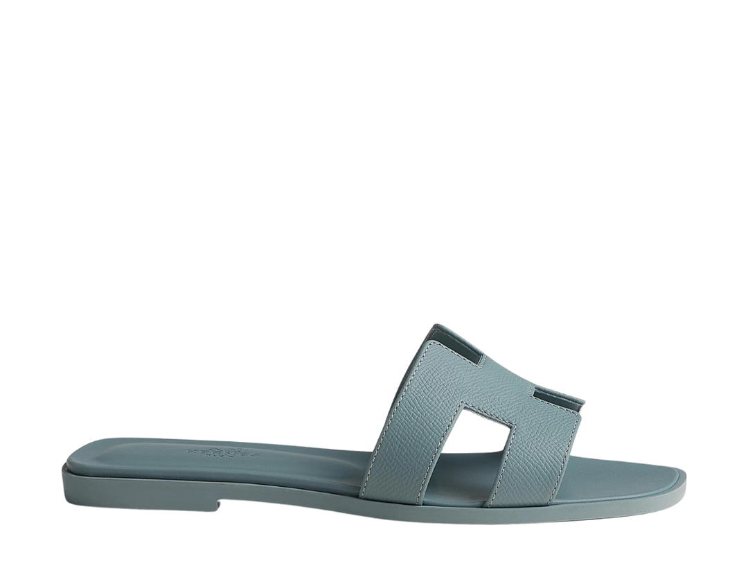 Hermes Hermes Oran Sandal In Epsom Calfskin With Iconic H Cut-Out Gris Antarctique
