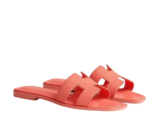 Hermes Hermes Oran Sandal In Epsom Calfskin With Iconic H Cut-Out Orange Joey - view 2
