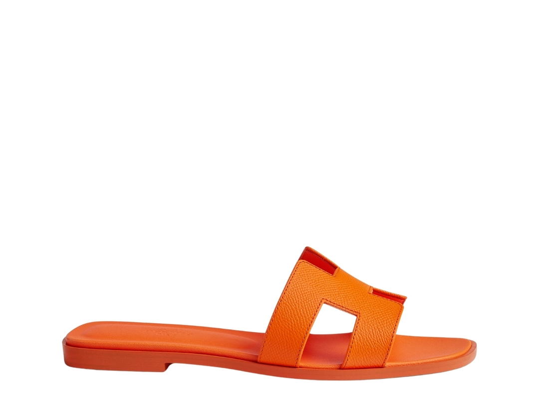 Hermes Hermes Oran Sandal In Epsom Calfskin With Iconic H Cut-Out Orange Sunset