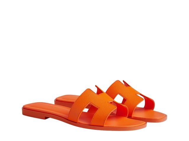 Hermes Hermes Oran Sandal In Epsom Calfskin With Iconic H Cut-Out Orange Sunset - view 2