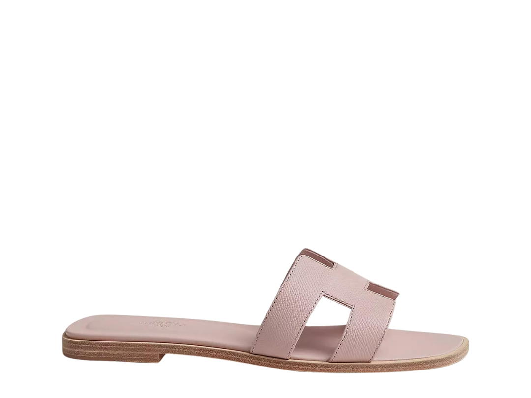 Hermes Hermes Oran Sandal In Epsom Calfskin With Iconic H Cut-Out Rose Porcelaine