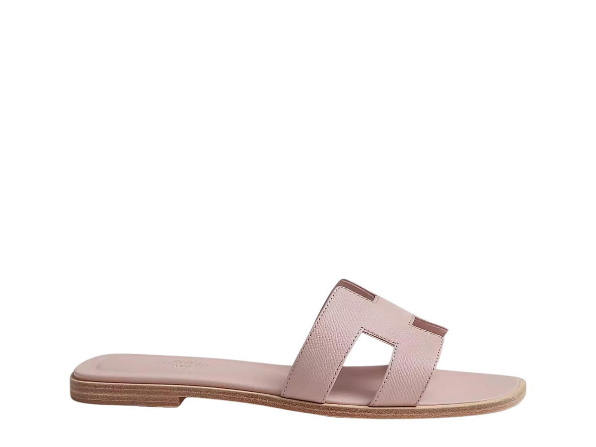 Hermes Hermes Oran Sandal In Epsom Calfskin With Iconic H Cut-Out Rose Porcelaine