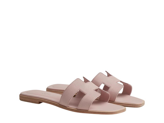 Hermes Hermes Oran Sandal In Epsom Calfskin With Iconic H Cut-Out Rose Porcelaine - view 2