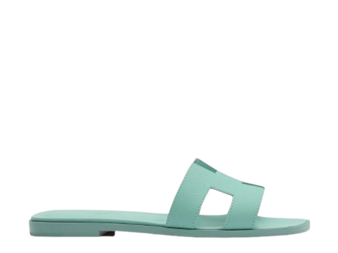 Hermes Hermes Oran Sandal In Epsom Calfskin With Iconic H Cut-Out Vert Embrun