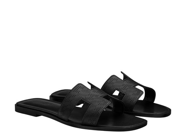 Hermes Hermes Oran Sandal In Perforated Calfskin With Iconic H Cut-Out Noir - view 2