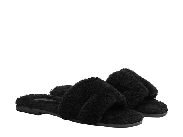 Hermes Hermes Oran Sandal In Shearling With Iconic H Cut-Out Noir - view 2