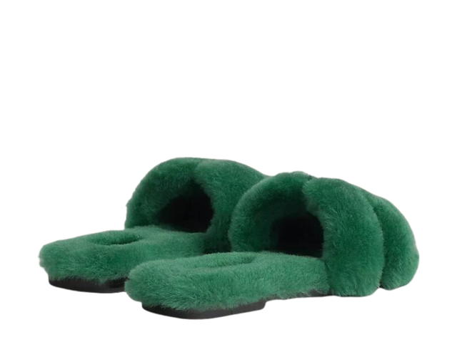 Hermes Hermes Oran Sandal In Shearling With Iconic H Cut-Out Vert Anglais - view 3