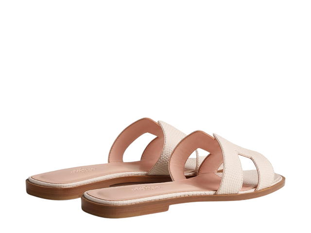 Hermes Hermes Oran Sandal In Shiny Lizard Leather With Iconic H Cut-Out Rose Pâle - view 3