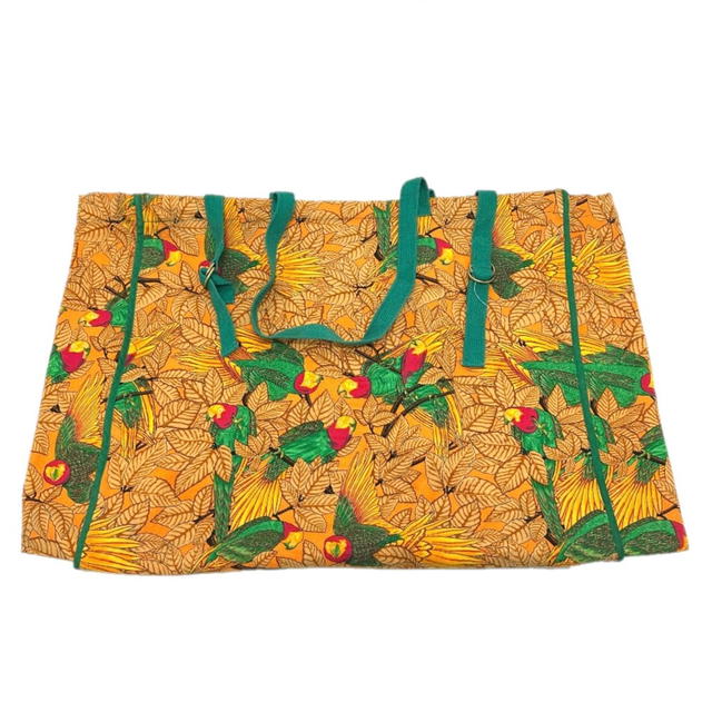 Hermes HERMES Parakeet bird pattern Bag Tote Bag Canvas Orange - view 2