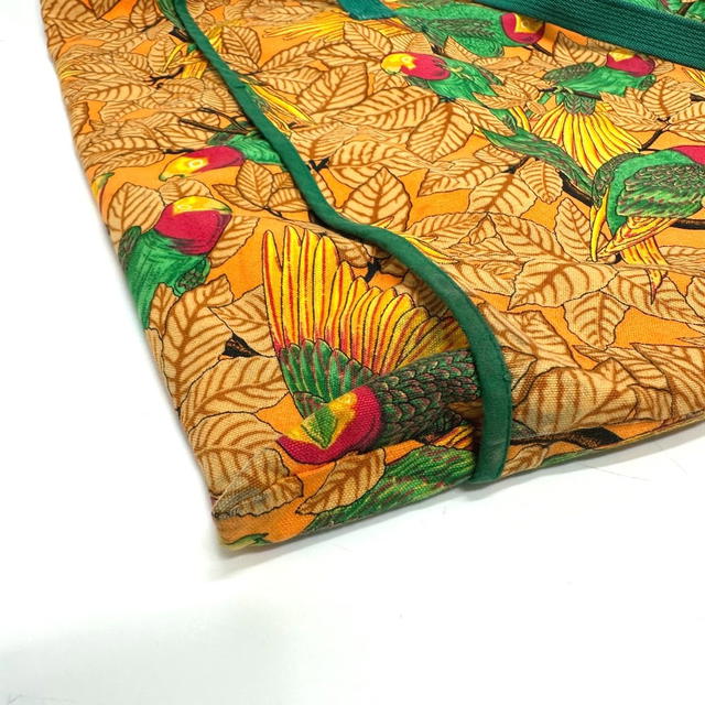 Hermes HERMES Parakeet bird pattern Bag Tote Bag Canvas Orange - view 5
