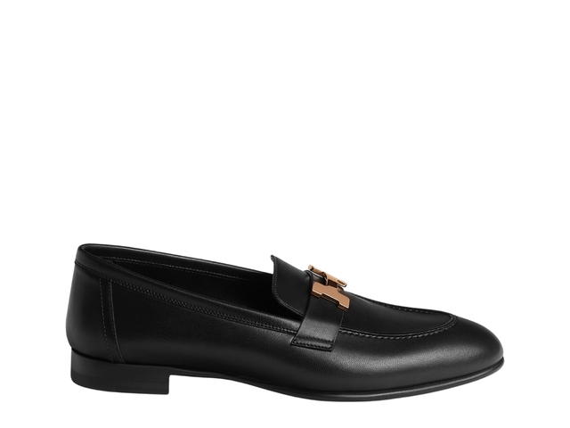 Hermes Hermes Paris Loafer In Calfskin With Rose Gold-Plated Signature H Detail Noir - view 1