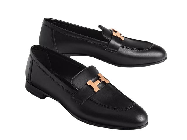 Hermes Hermes Paris Loafer In Calfskin With Rose Gold-Plated Signature H Detail Noir - view 2