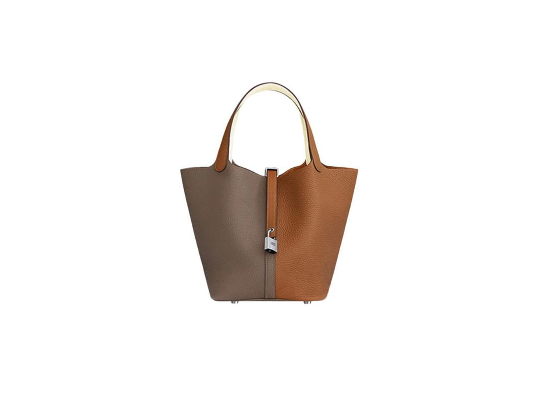 Hermes Hermes Picotan Lock 22 Cassac Bag In Clemence With Palladium Hardware Gold Etoupe Nata