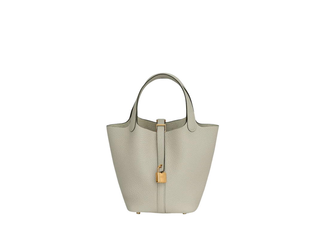 Hermes Hermes Picotin Lock 18 Bag In Clemence Leather With Gold Hardware Sauge